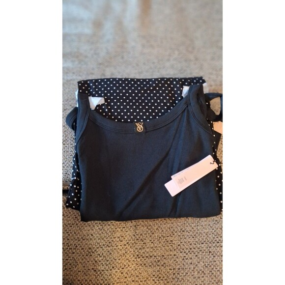 NEW Victoria's Secret Cotton  Tank Top Pant Pajama Teejama Set S/P  Black/White - Picture 6 of 6
